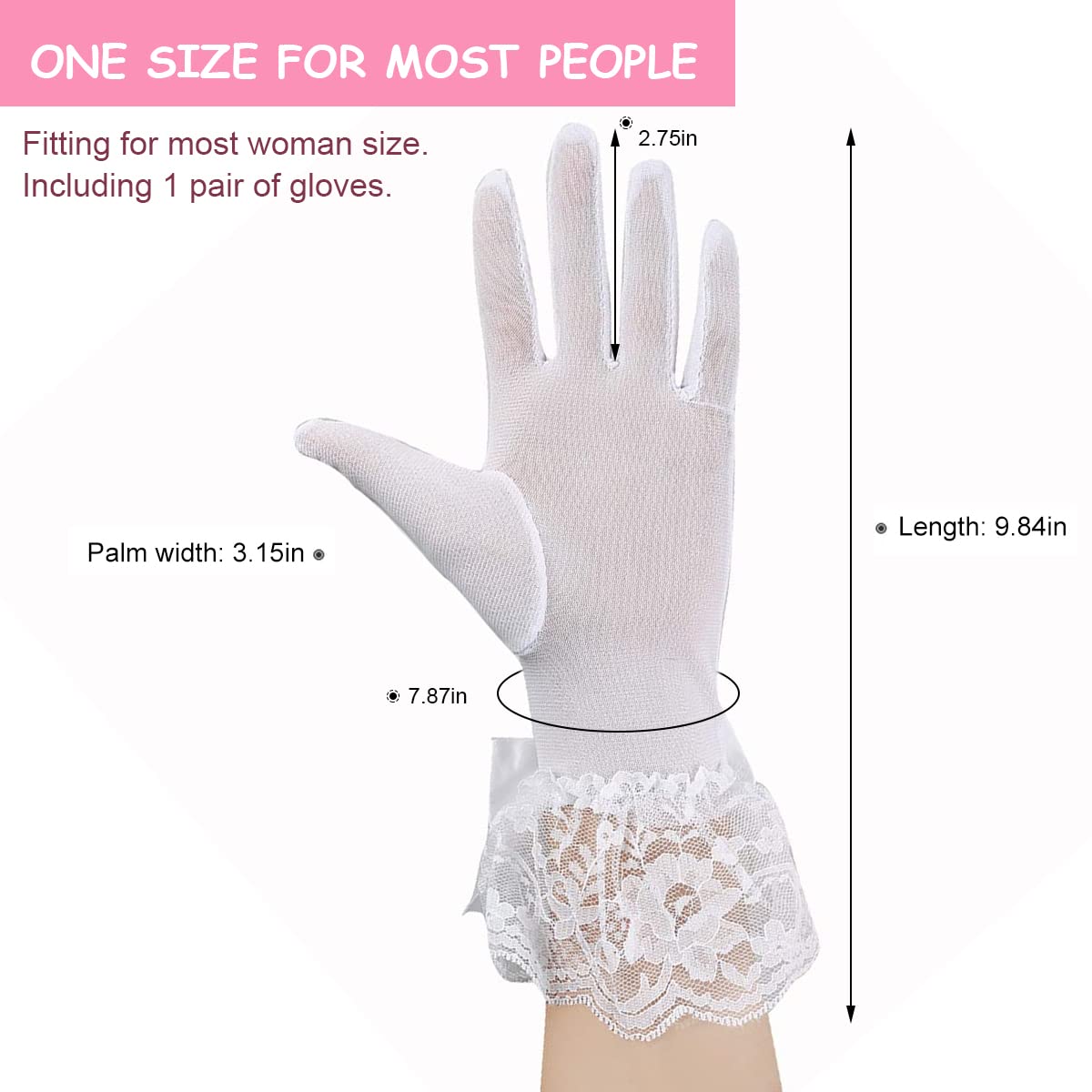 PALAY Lace Gloves for Women Girls, Butterfly Bow White Gloves for Wedding, Elegant Bridal Gloves Short Mittens for Party Formal Banquet Photography(1 Pair) PALAY Lace Gloves for Women Girls, Butterfly Bow White Gloves for Wedding, Elegant Bridal Gloves Short Mittens for Party Formal Banquet Photography(1 Pair)